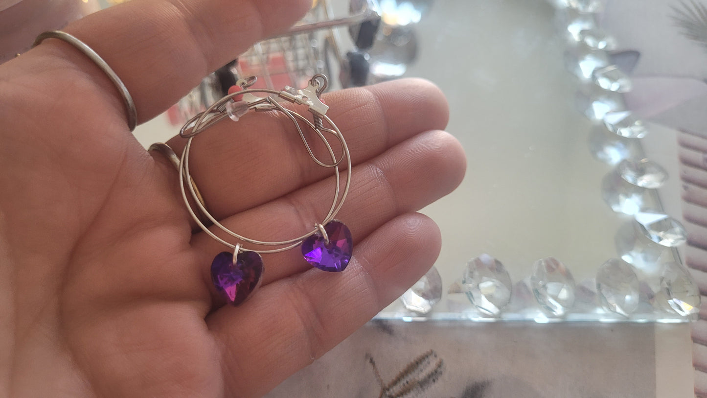 boucles créole coeur violet