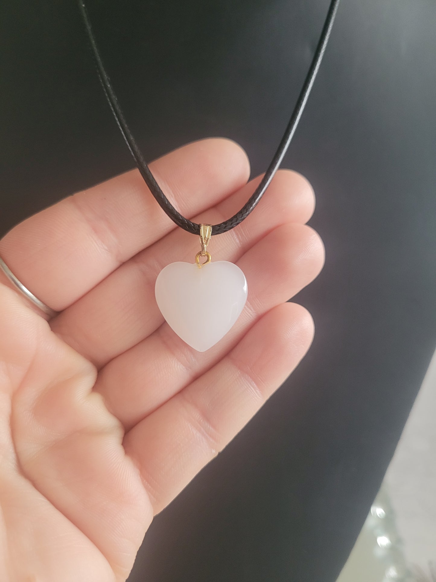 Collier coeur verre blanc