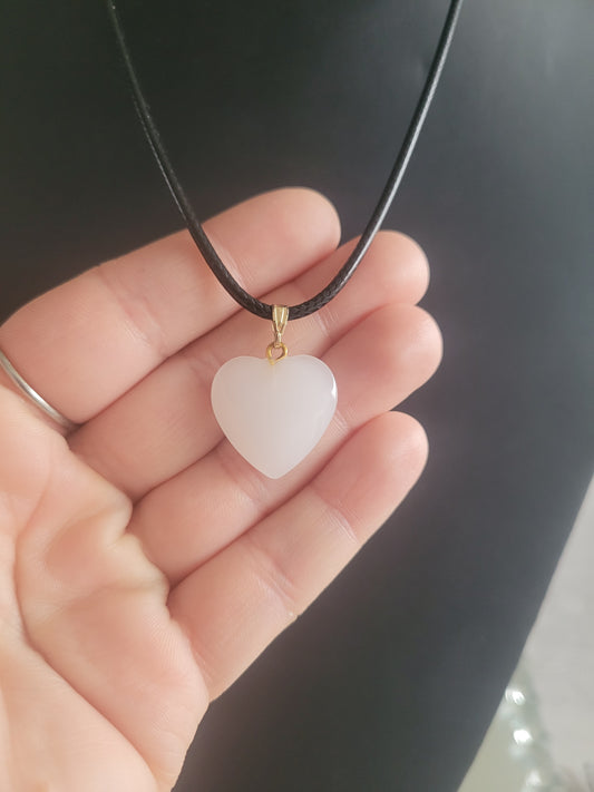 Collier coeur verre blanc