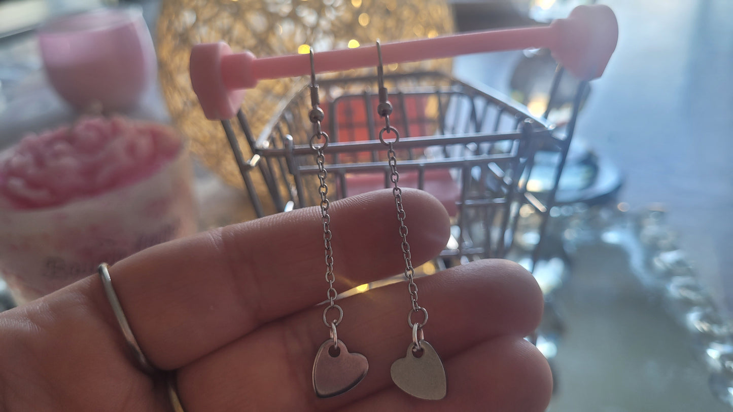 boucles pendante coeur argenté