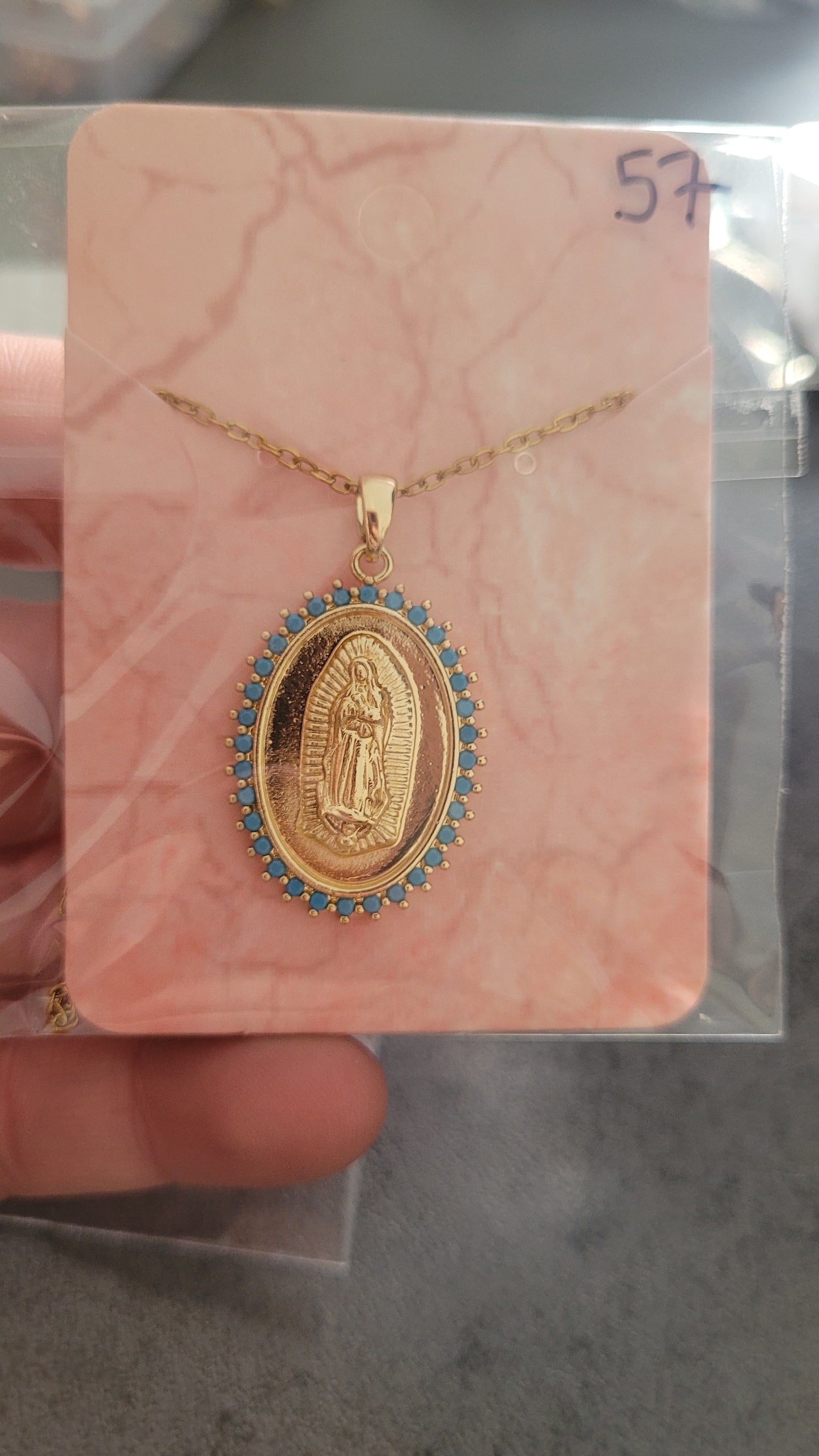 Collier doré turquoise