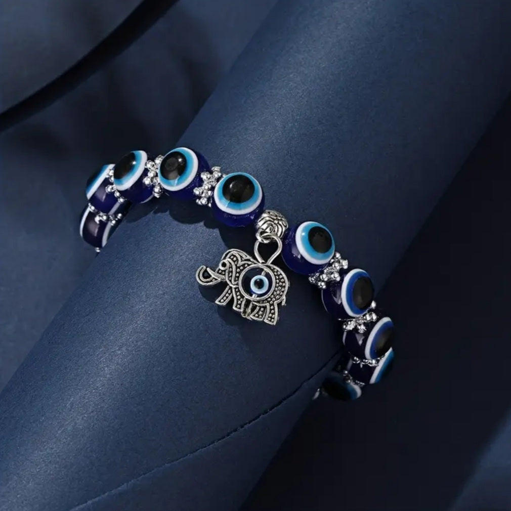 bracelet œil bleu breloque éléphant