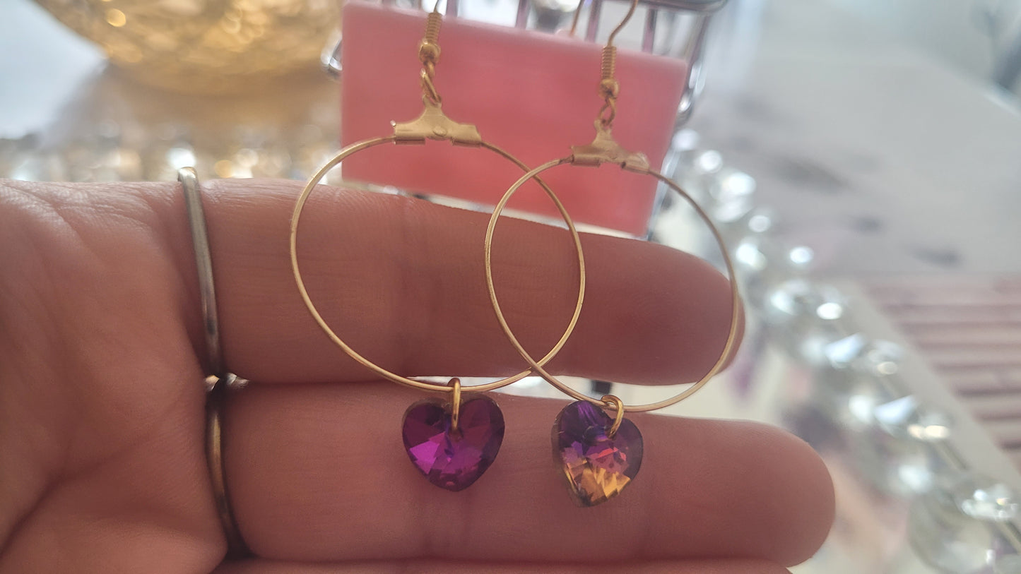 boucles créole coeur rose