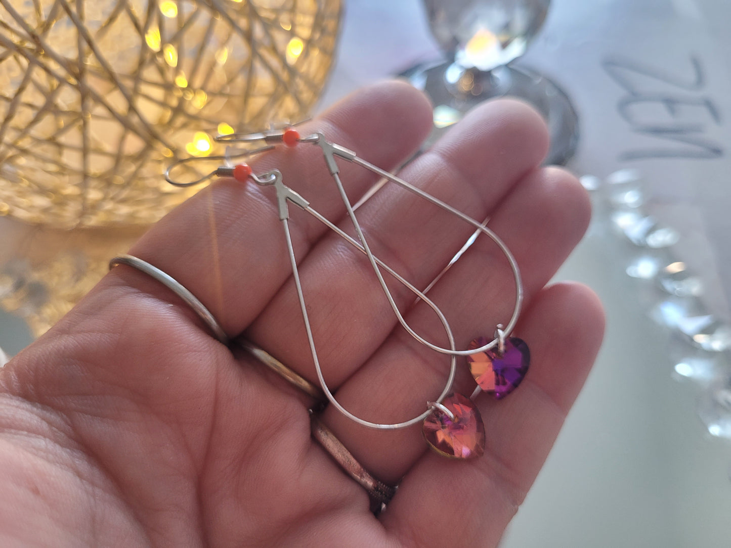 boucles créole coeur rose