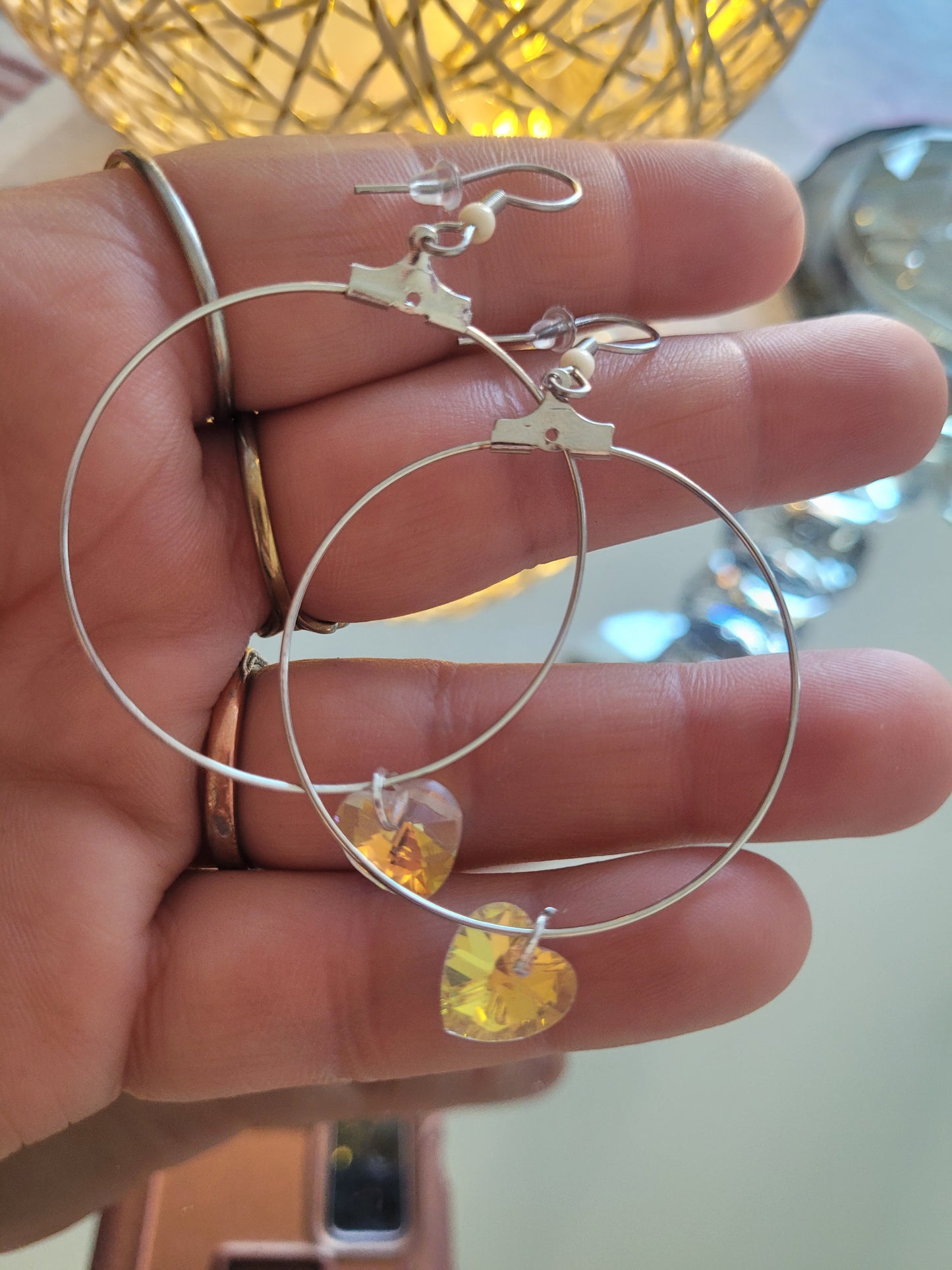 boucles créole coeur blanc