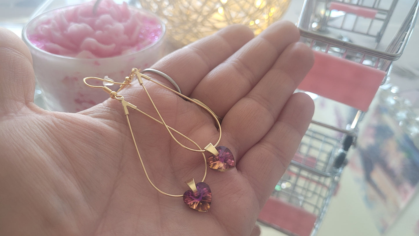 boucles créole coeur rose