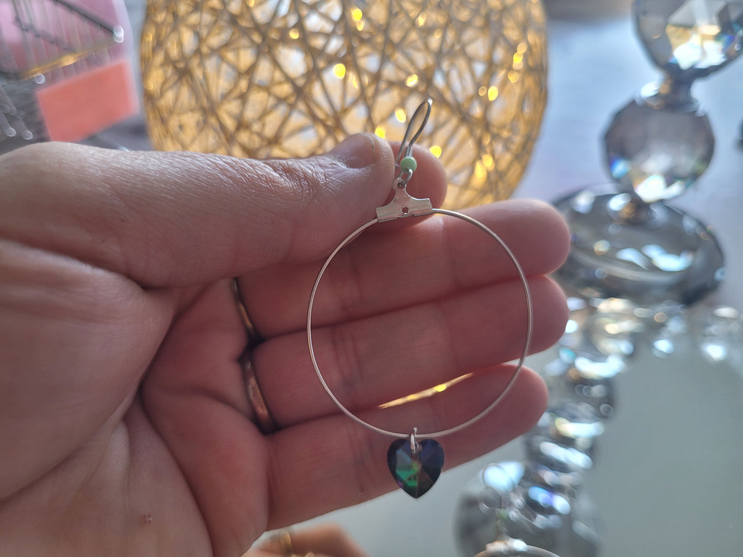 boucles créole coeur vert