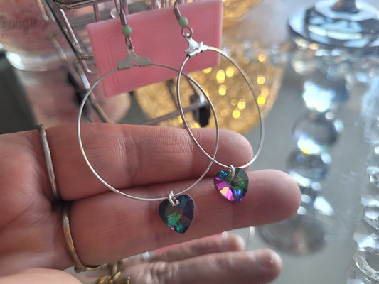 boucles créole coeur vert