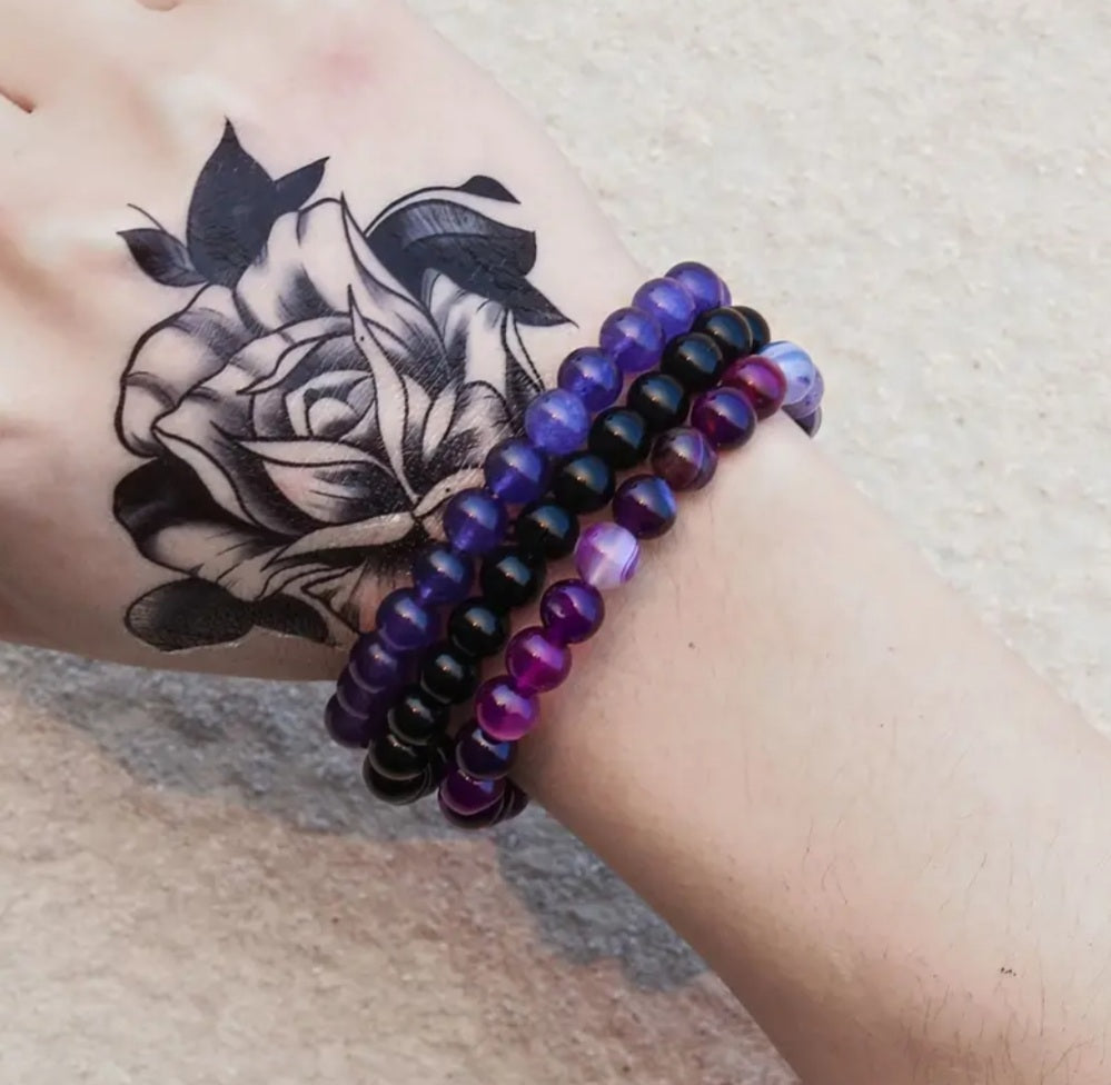 3bracelets Améthyste naturelle