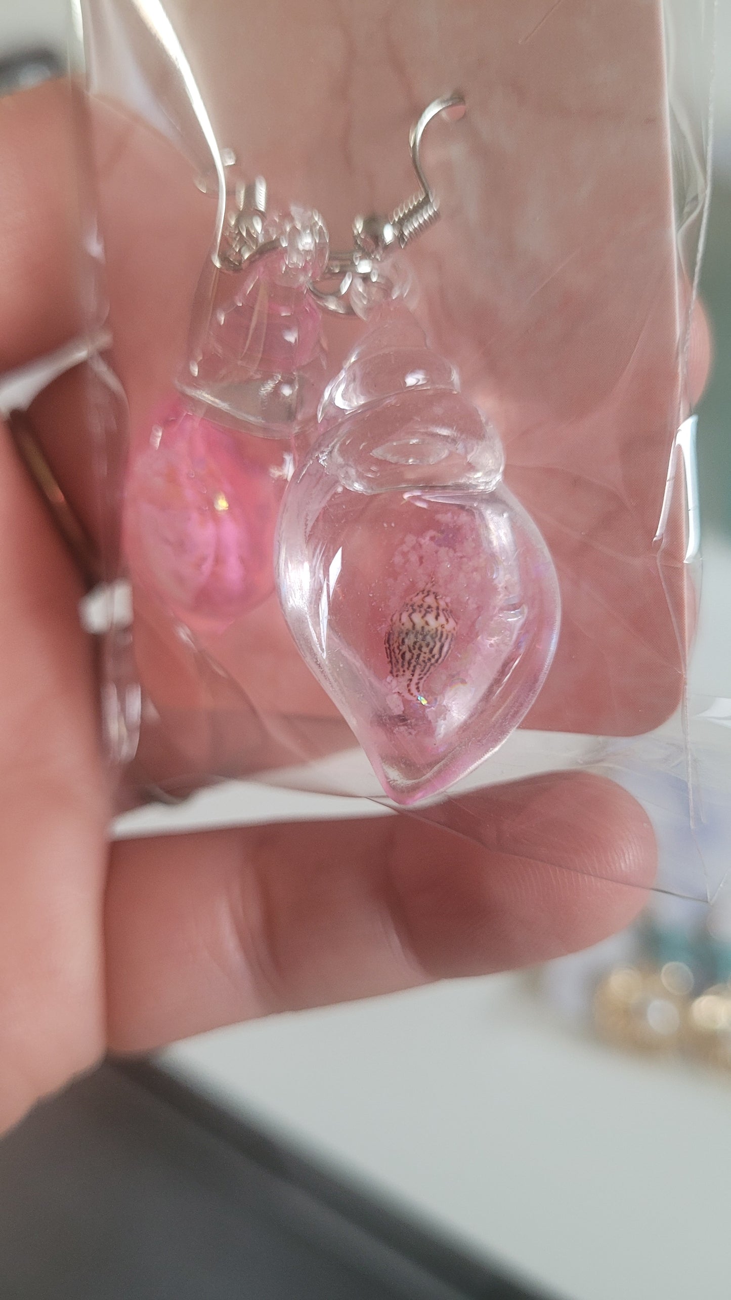 boucles coquillage rose