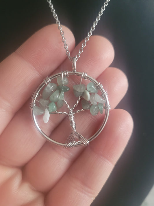 Collier Arbre de vie pierre naturelle verte