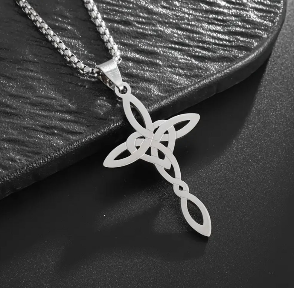 Collier croix argenté