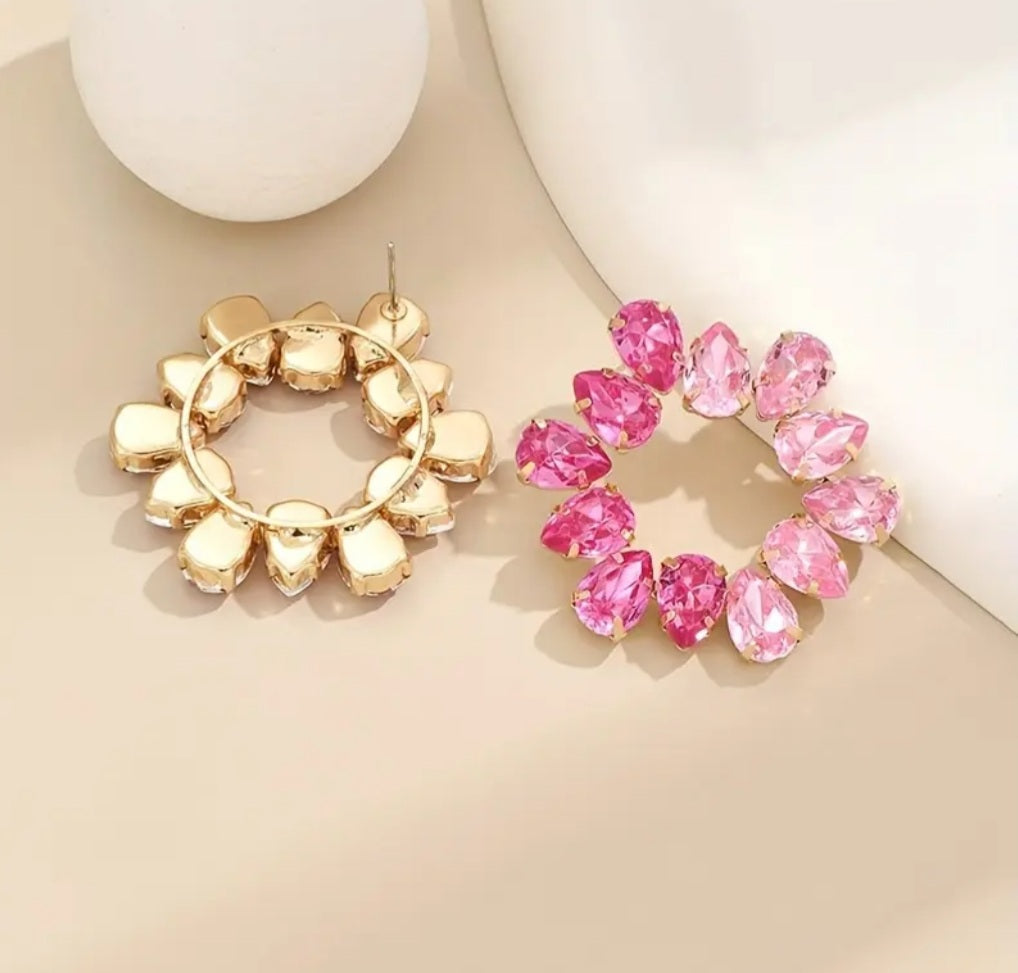 boucles strass doré/rose