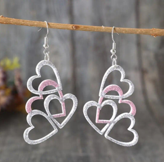 Boucles Naya coeur bleu/violet