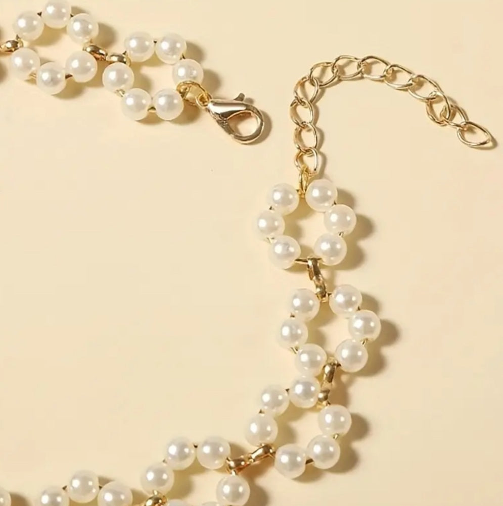 Collier Caroline fleur perlé