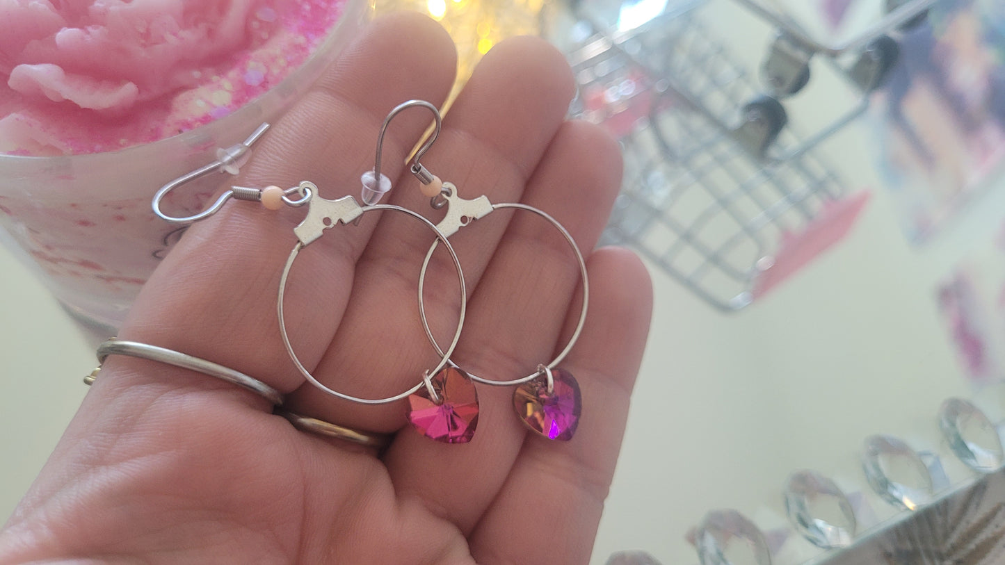 boucles créole coeur rose