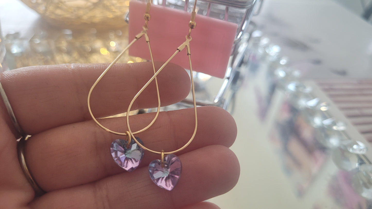 boucles créole coeur violet clair