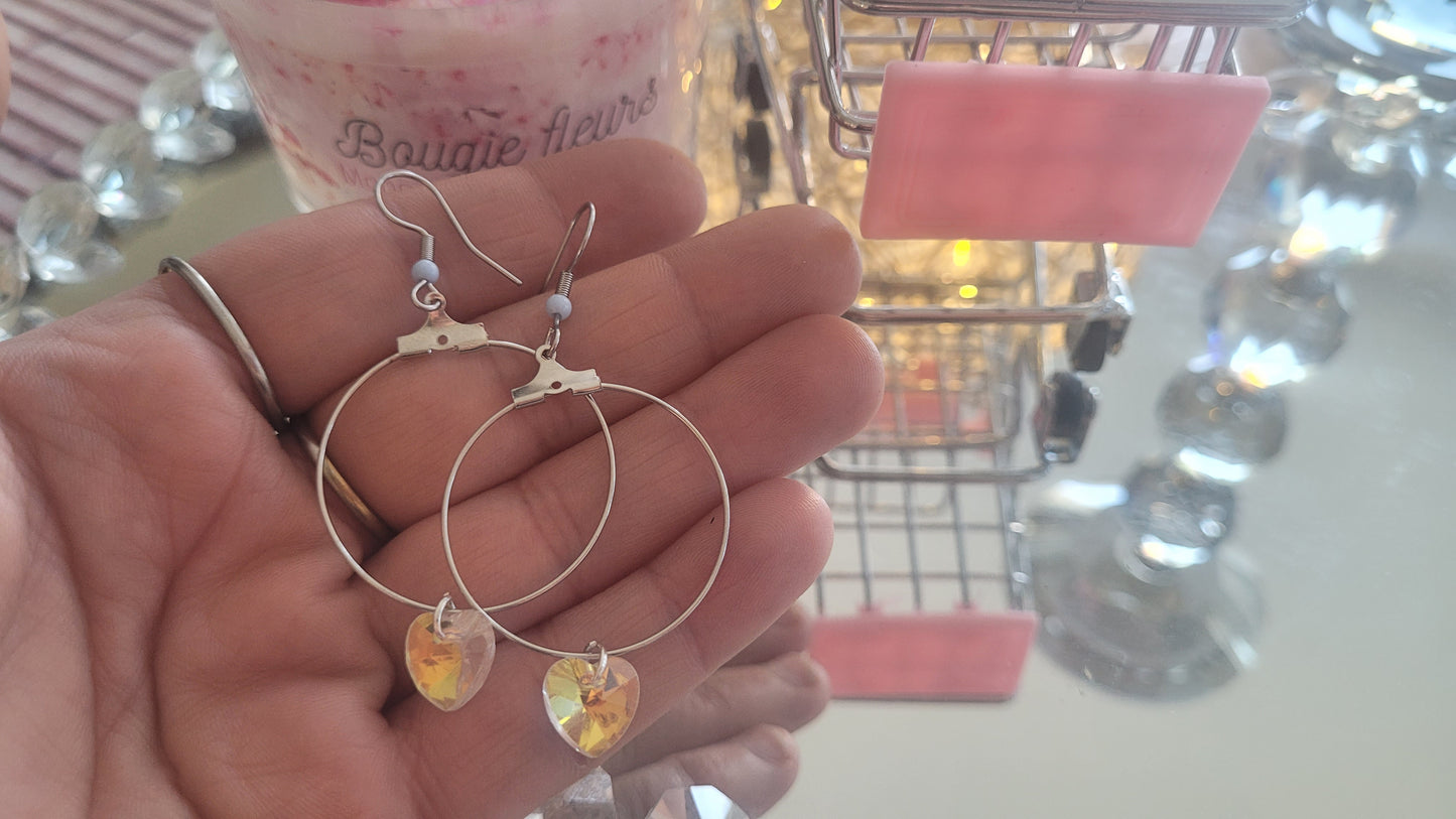 boucles créole coeur blanc