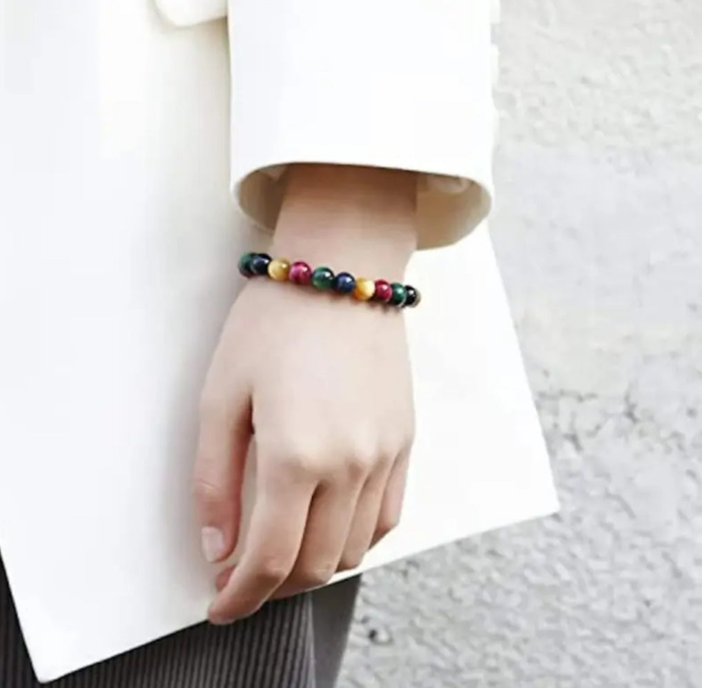bracelet pierre œil de tigre colorés 🐅