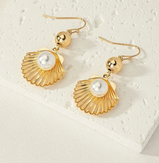 boucles coquillage perle