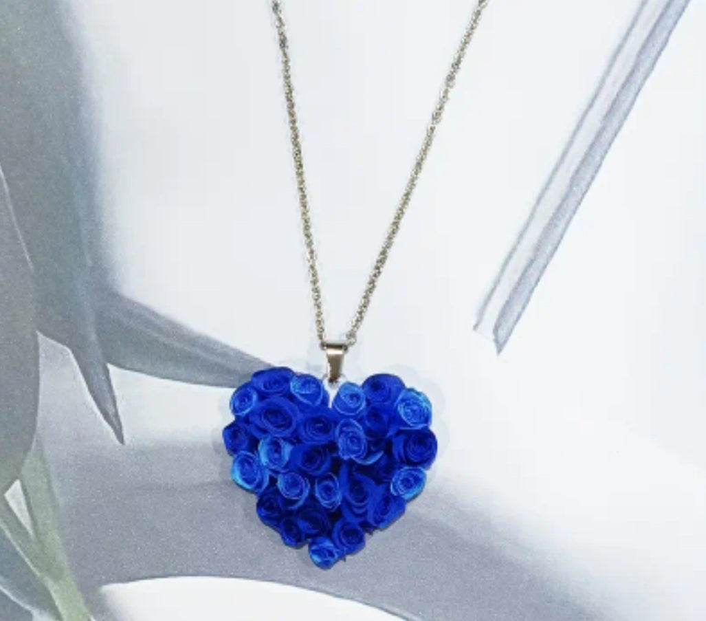 collier Elise coeur bleu