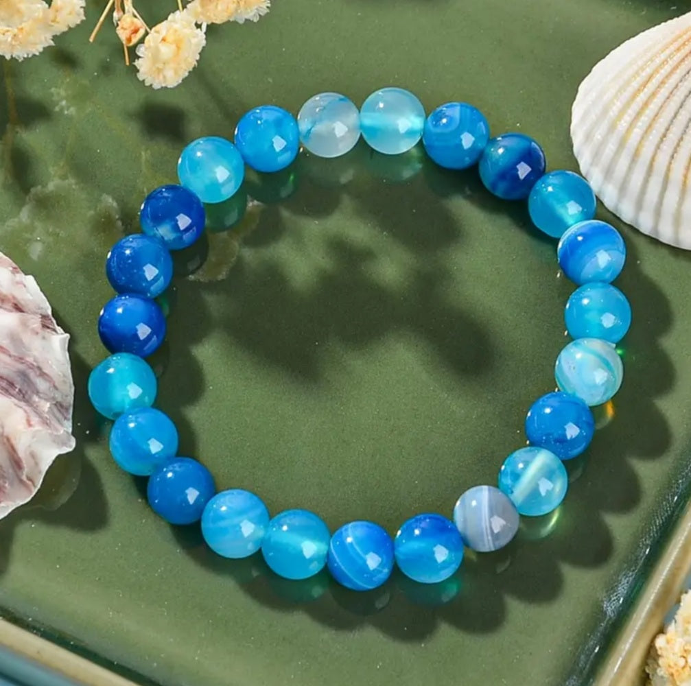 bracelet en Agathe bleu
