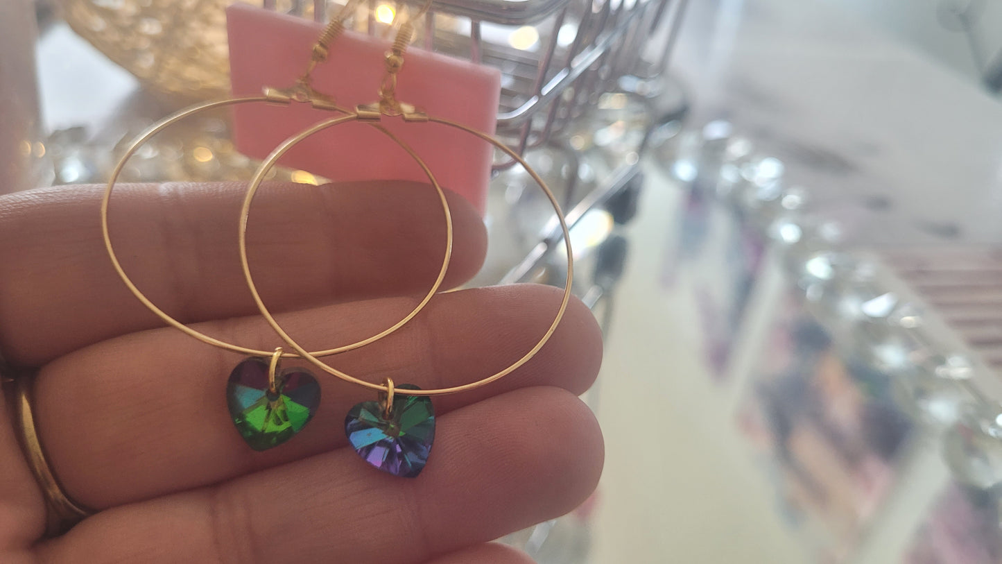 boucles créole coeur vert