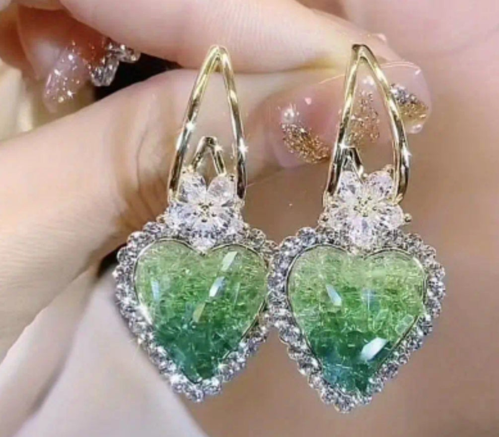 Boucles Wendy doré verte/jaune