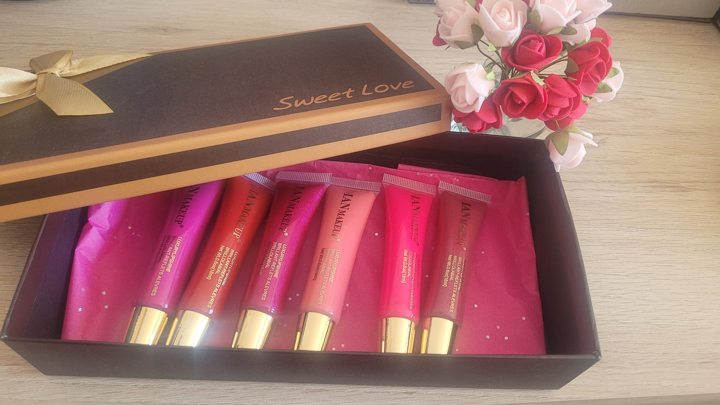 6 gloss à lèvres paillettés