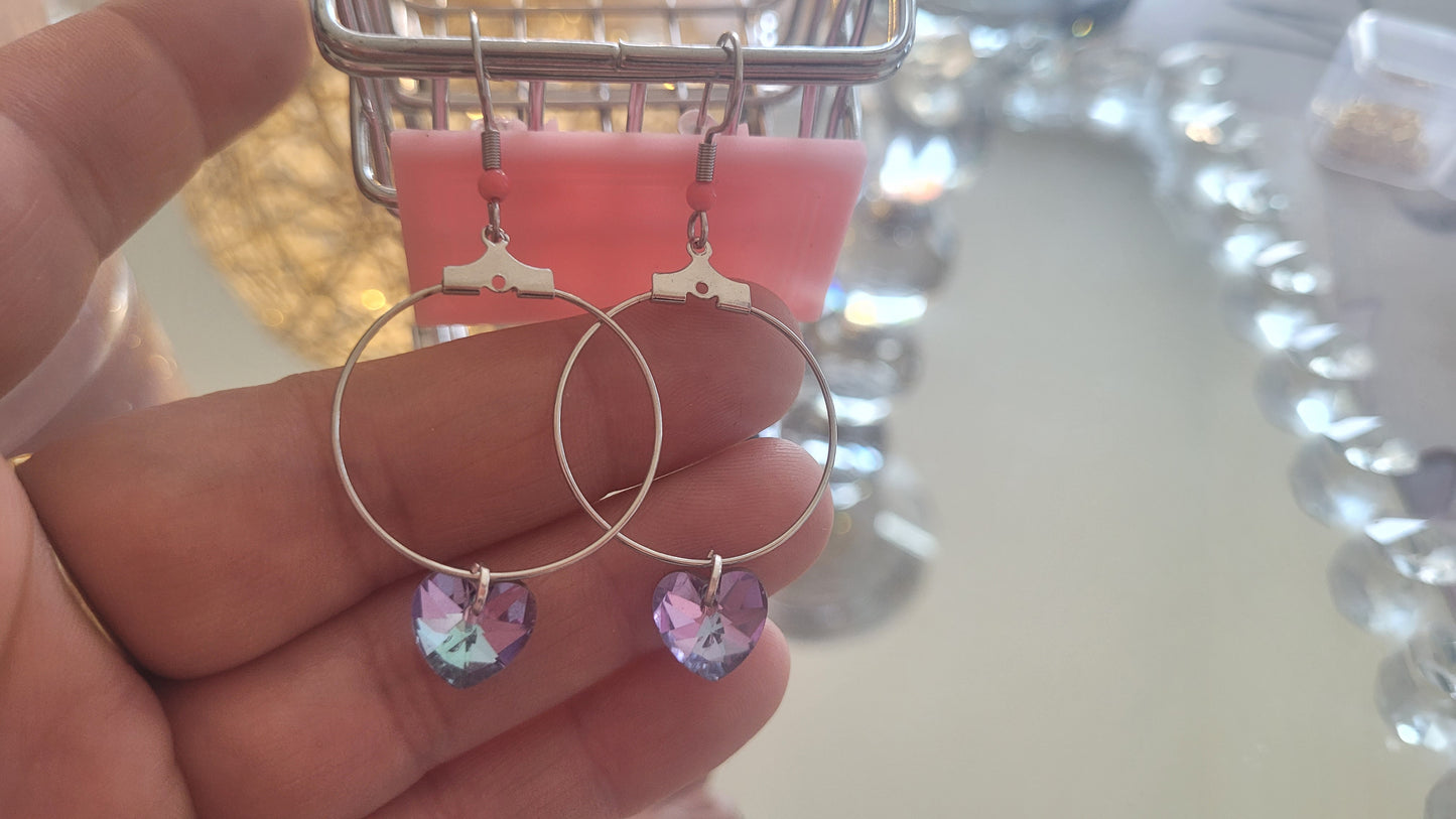 boucles créole coeur violet