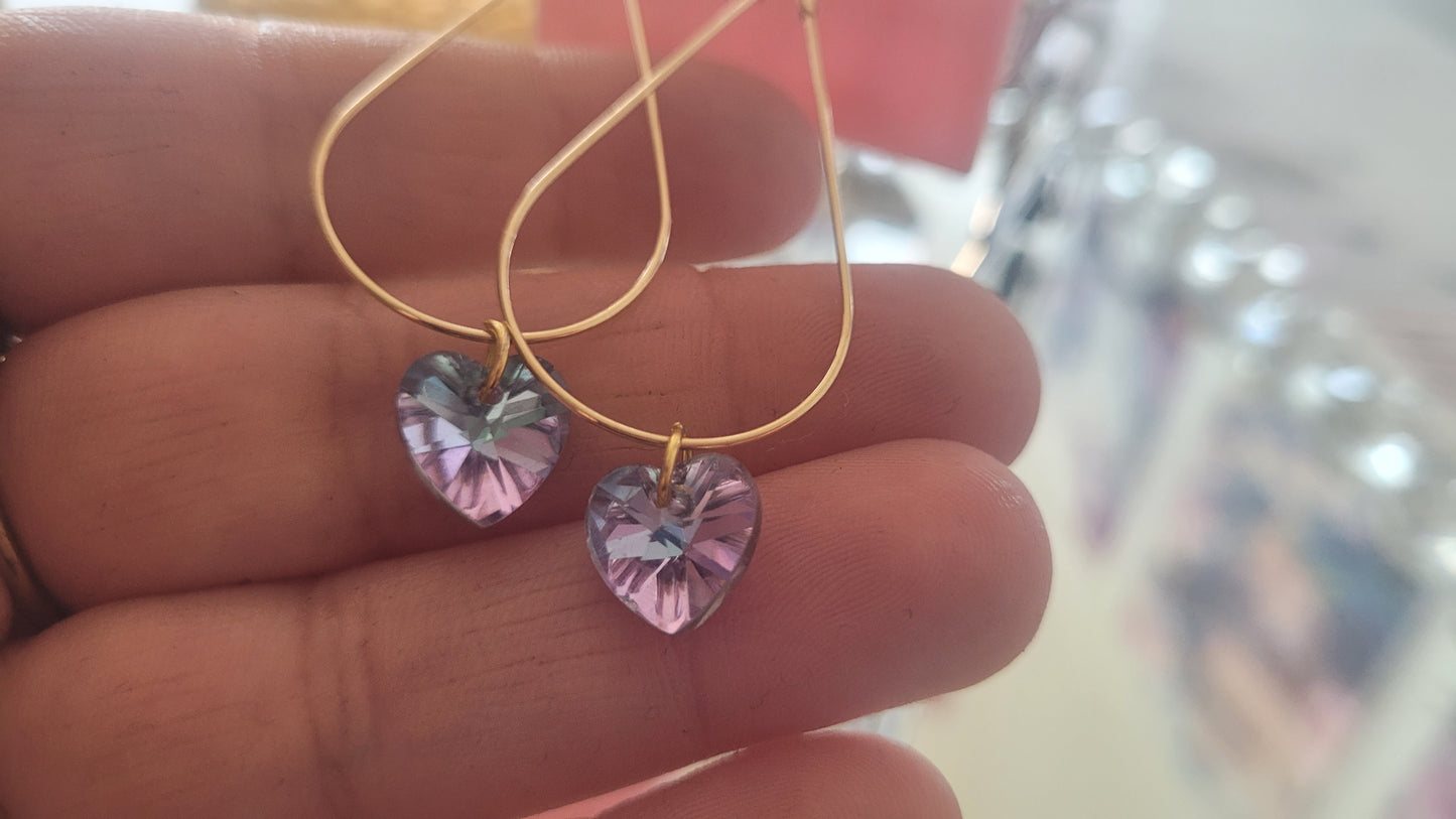 boucles créole coeur violet clair