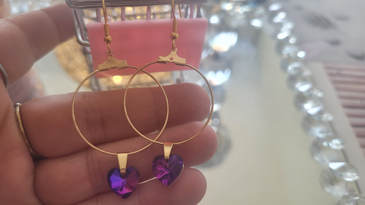 boucles créole coeur rose