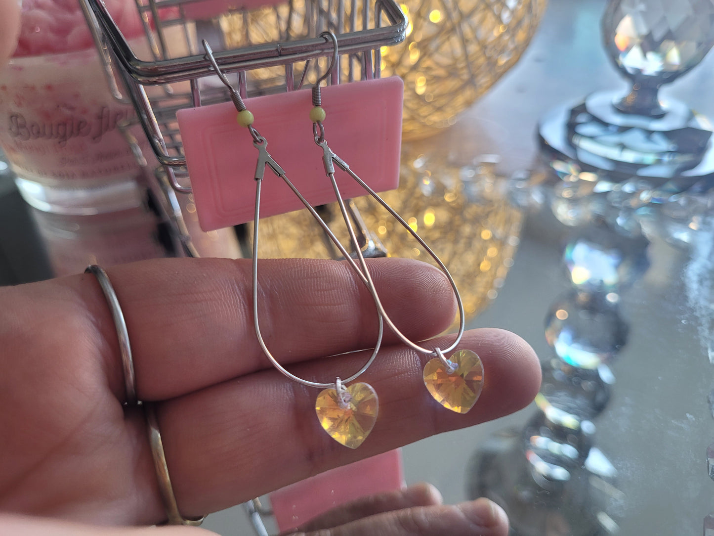 boucles créole coeur blanc