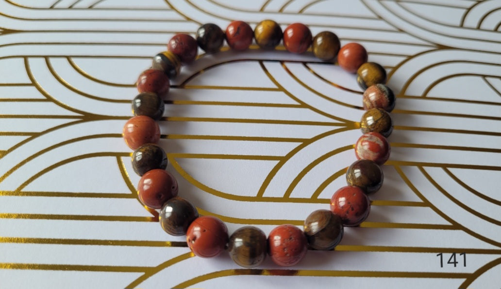 bracelet œil du tigre & Agate rouge🦋🌟