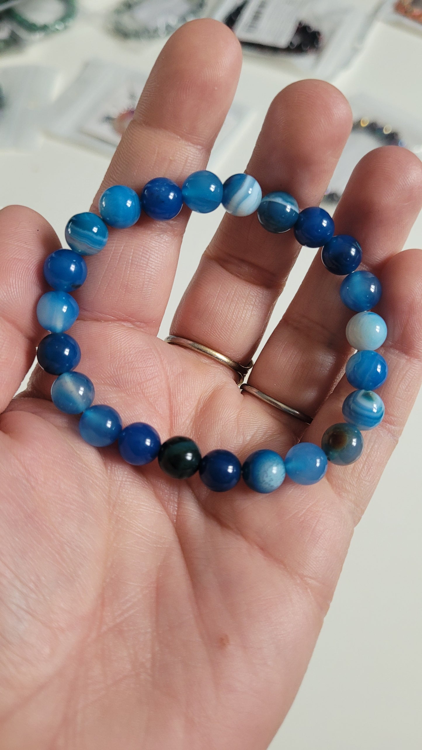 bracelet en Agathe bleu