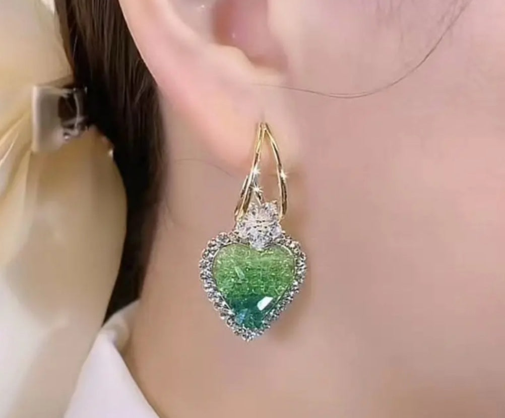 Boucles Wendy doré verte/jaune