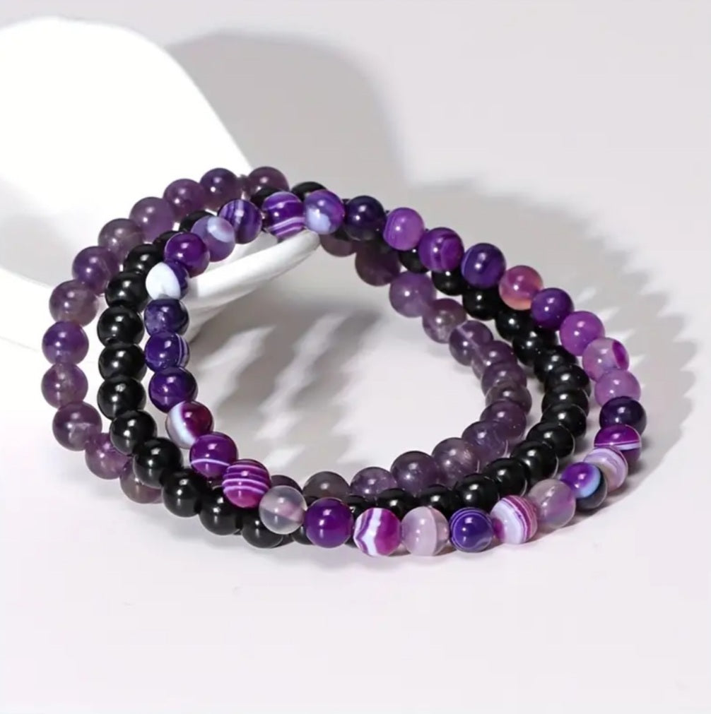 3bracelets Améthyste naturelle