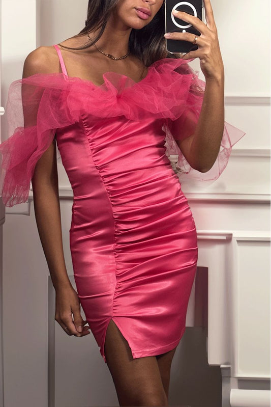 💐Sublime robe satiné fuchsia