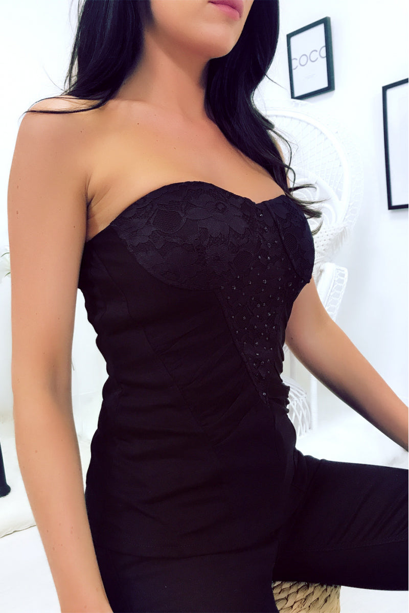 💮Top bustier noir strass