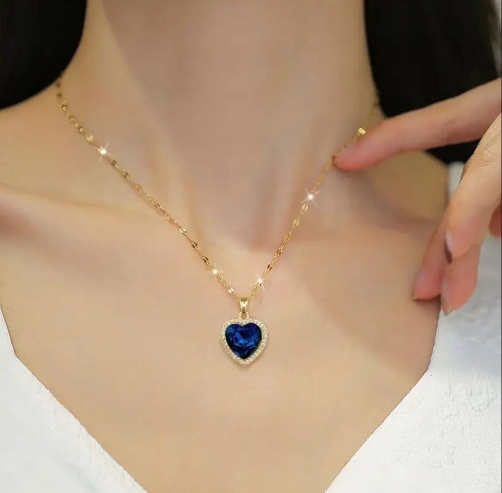 Collier Ophélia coeur bleu