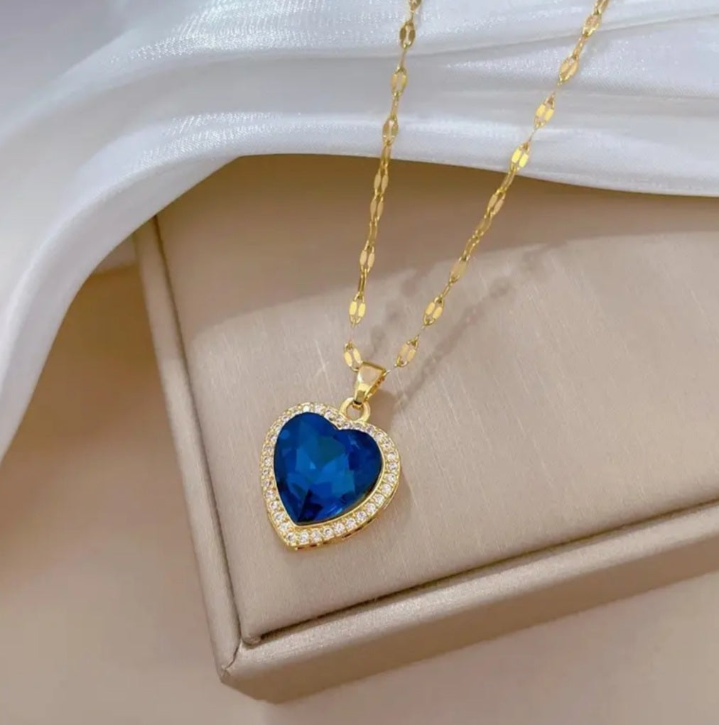 Collier Ophélia coeur bleu