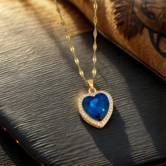 Collier Ophélia coeur bleu